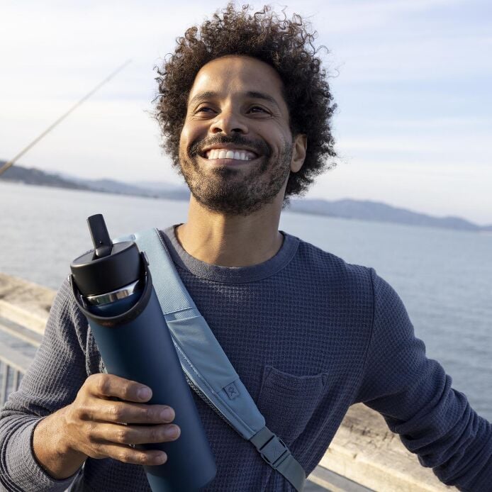 24 oz Wide Mouth Water Bottle w/ Flex Straw Cap